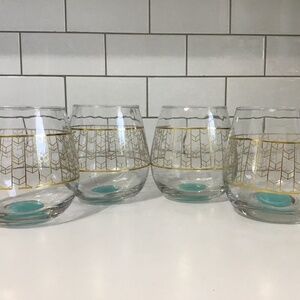 Stemless Wine Glasses With Gold Chevron Design Set of 4 by TMD Holdings